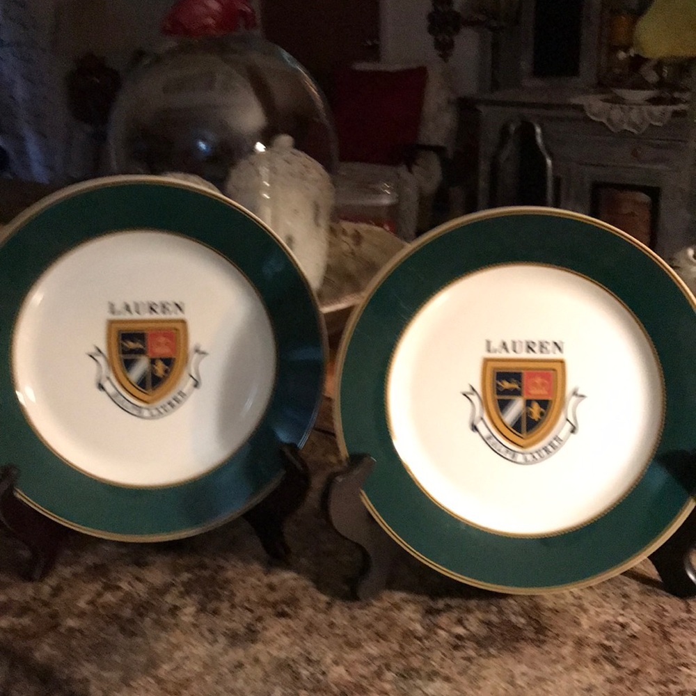 2 Lauren;  Ralph Lauren Brunch plates.